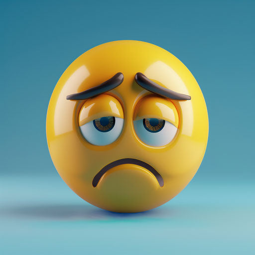 Sad and worried emoji icon sculpted with emphasis on mood
