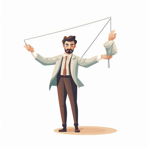 Puppet illustration in Minimalist style, on white background