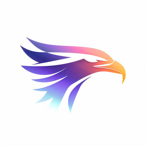 Modern eagle logo with sleek lines and gradient colors on white background