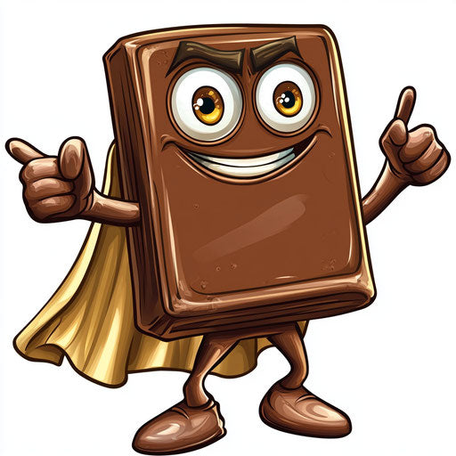 Playful Chocolate Bar Caricature Clipart Prints