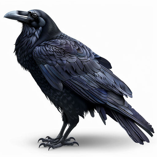Realistic raven clipart on flat white background