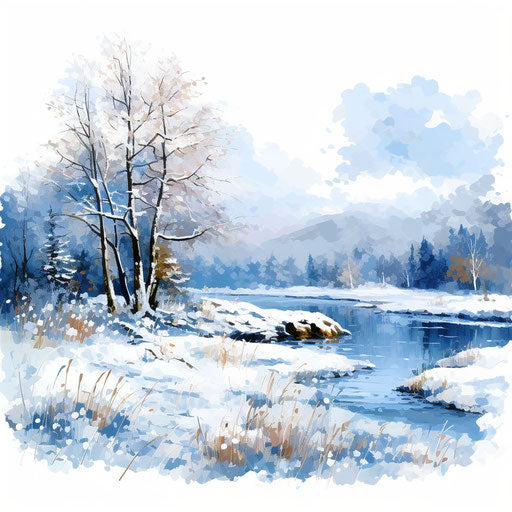 Snow clipart in the style of Oil painting, on a white background