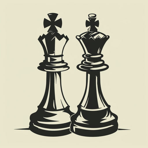 King and queen chess pieces tattoo sketches in minimalistic black and white