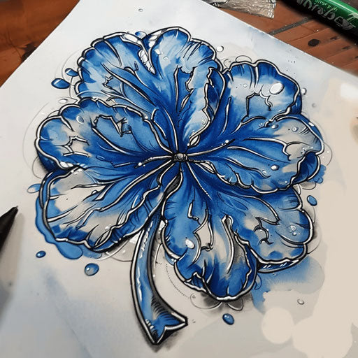 Mysterious sketch of four leaf clover