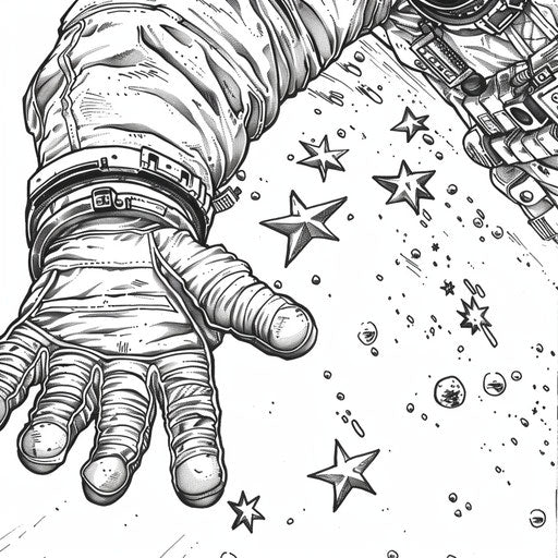 Astronaut glove reaching for a star