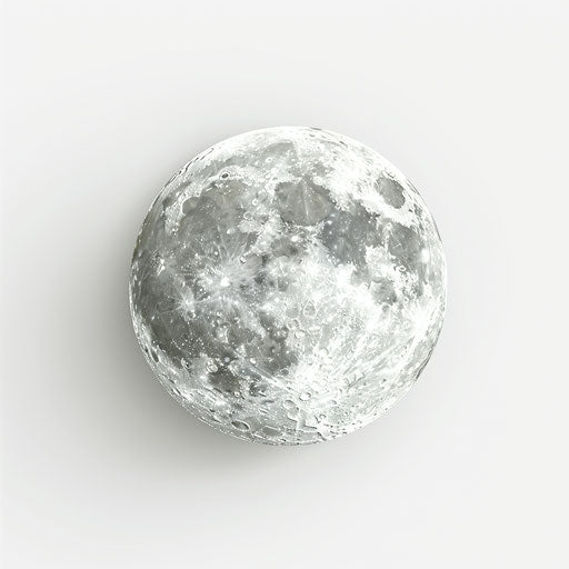 Realistic full moon clipart on flat white background