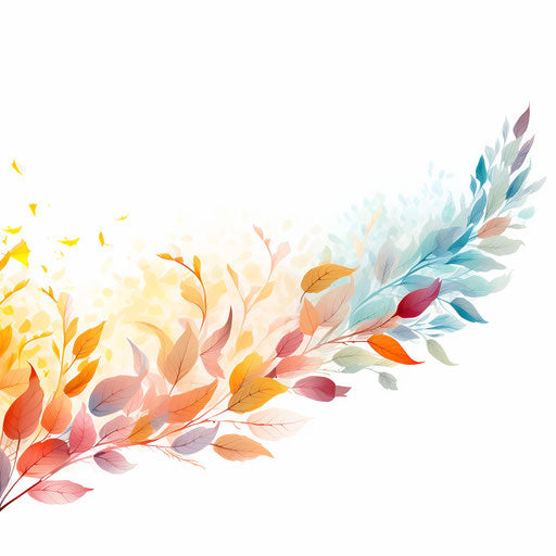 Impressionistic Art leaf border on white background