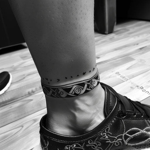 Energetic sketch of a bold black tribal ankle bracelet
