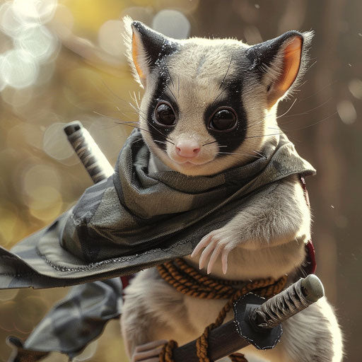 A ninja sugar glider in stealth mode on a secret mission through ancient Japan
