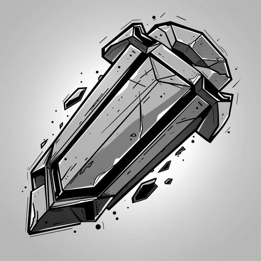 Minimalist flat tattoo sketch of a modern coffin