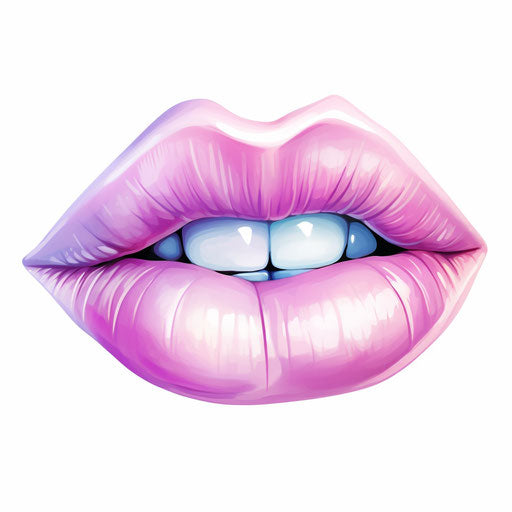 Illustration of lips in Pastel Colors Art style, on white background