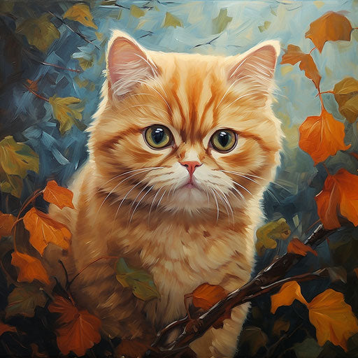 Exotic Shorthair cat oil painting
