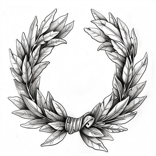 Grecian laurel wreath, symbol of victory, classic tattoo