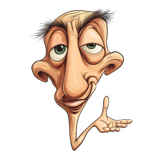 Humorous caricature of a nose with exaggerated human characteristics