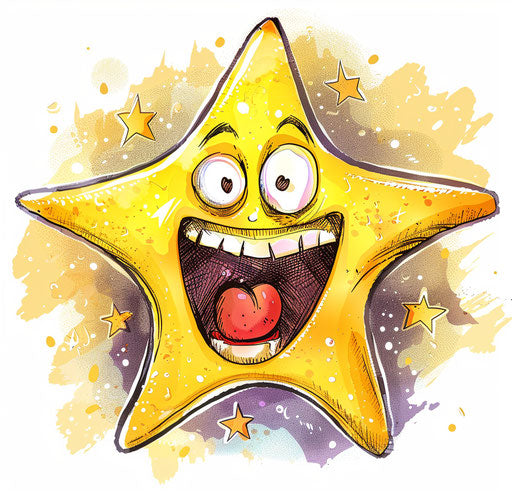 Shiny cute star with a big mouth