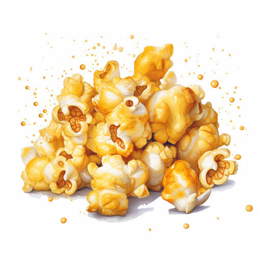 Popcorn clipart in the style of oil painting, on a white background