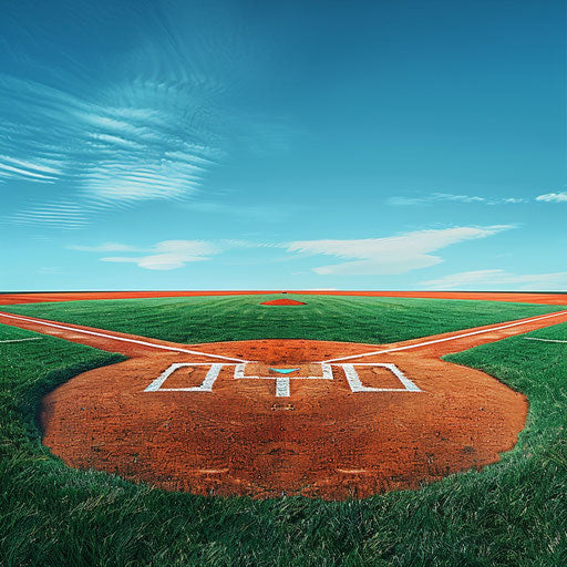Realistic baseball field clipart with vibrant background