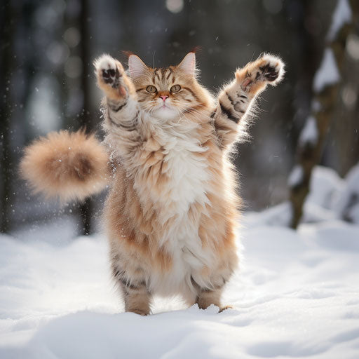 A Siberian cat playing