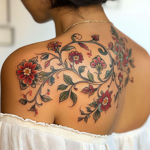 Shoulder tattoos for females with intricate floral designs