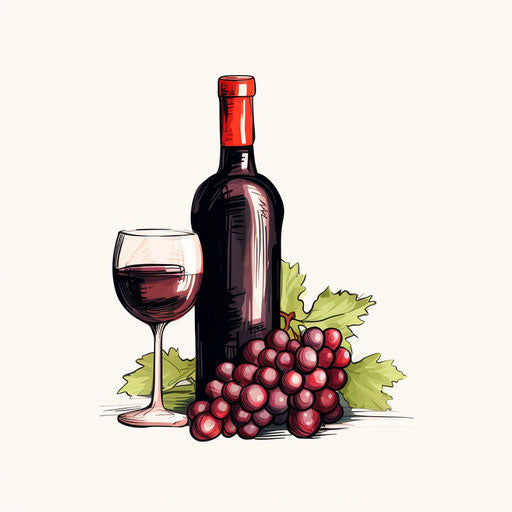 Wine illustration Minimalist style, on white background
