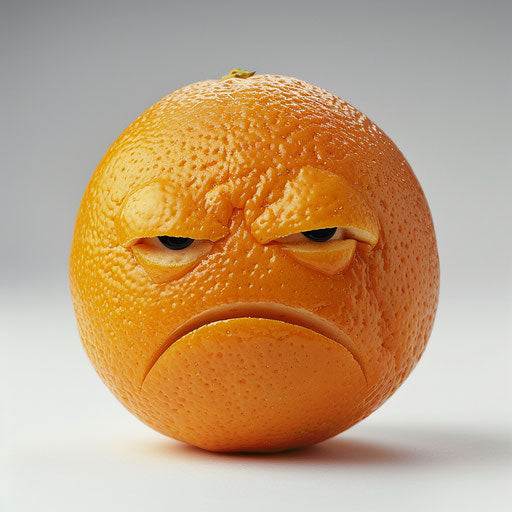 Orange emotion on white background, gritty style