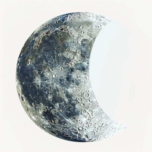 Half moon clipart on white background with soft lighting