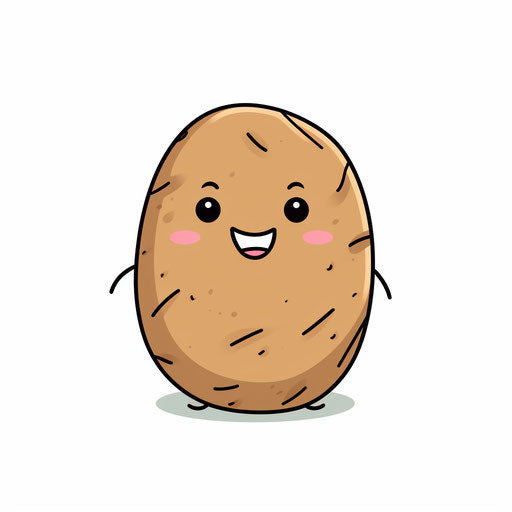 Potato illustration in Minimalist style, on white background