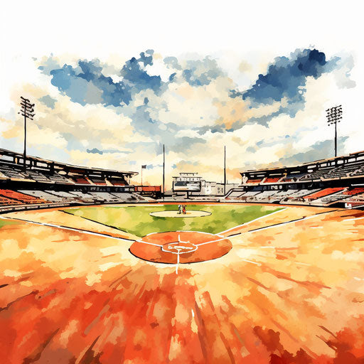 Baseball field in the style of Oil painting