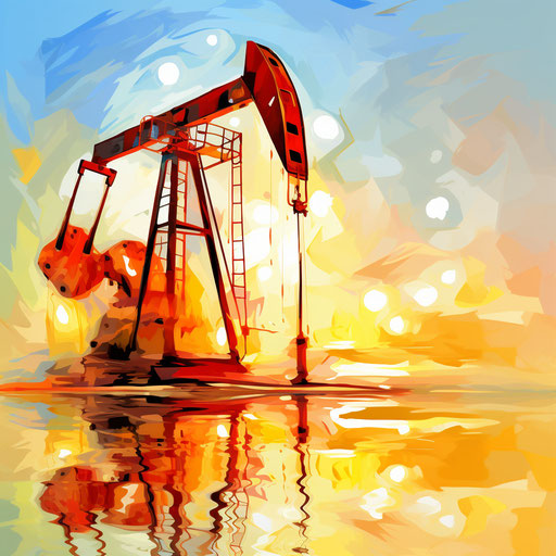 Illustration of oil in the Impressionistic Art style, on white background