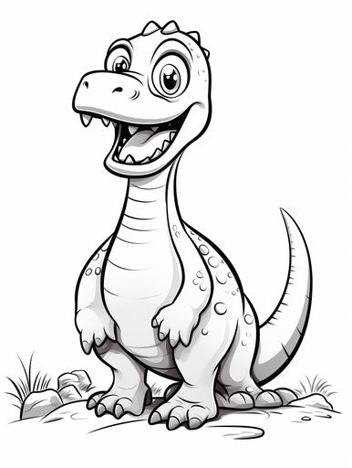 Dinosaur coloring page with large heads and tails