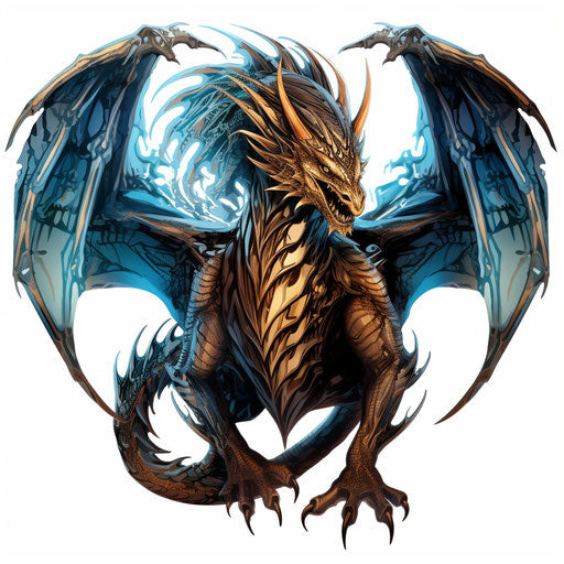 Dragon with claws on transparent background, celtic art style