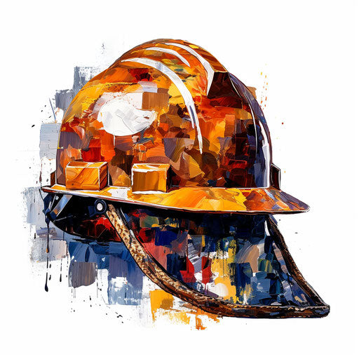 Safety helmet clipart in the style of oil painting, on white background