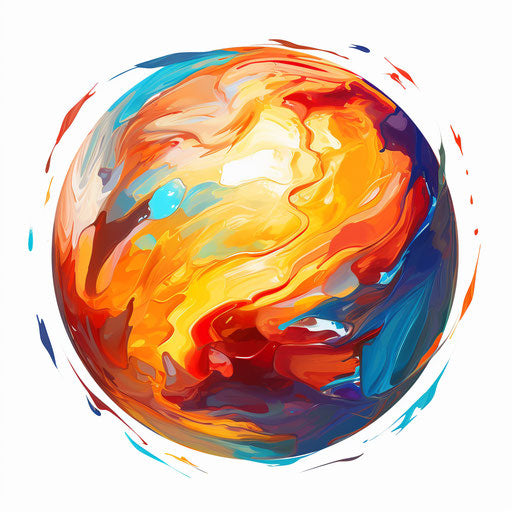 Ball clipart in the style of Oil painting, on a white background