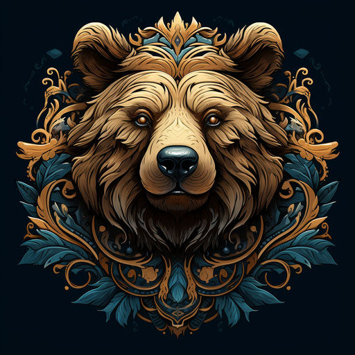 Bear illustration with ornament in a pattern