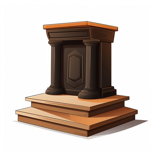 Podium illustration in the style of Chiaroscuro Art, on white background