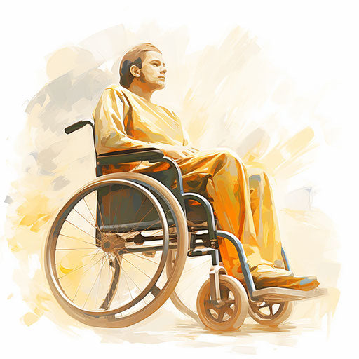 Wheelchair clipart in the style of oil painting, on white background