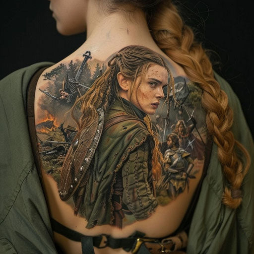 Back tattoos for women with epic battles