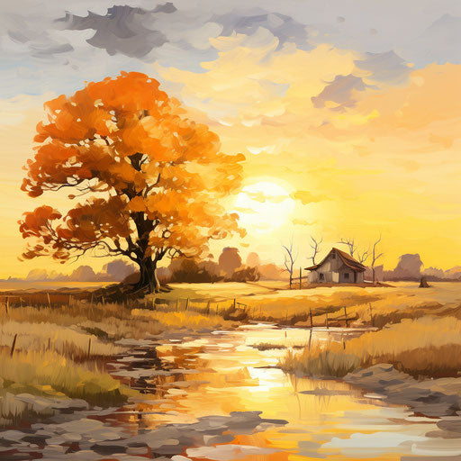 Good afternoon clipart in the style of oil painting, on a white background