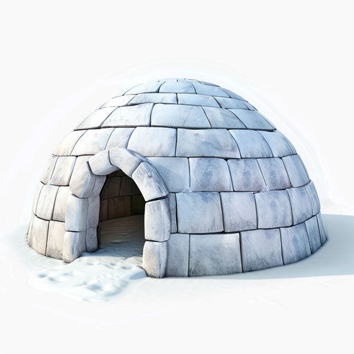 Realistic igloo clipart on white background with dynamic shadows