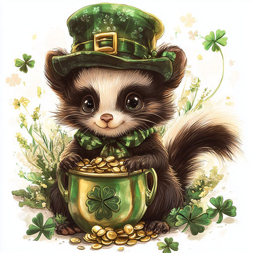St. Patrick's Day baby skunk in green hat digital art