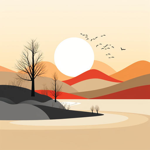 Minimalist scenery clipart on a white background