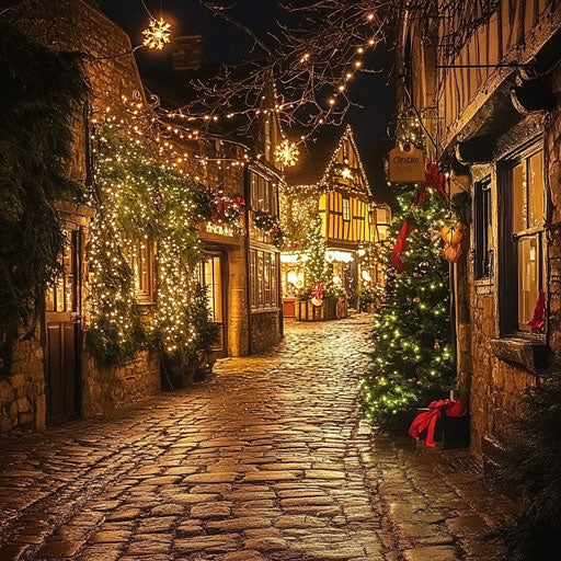 Quaint English village during Christmas