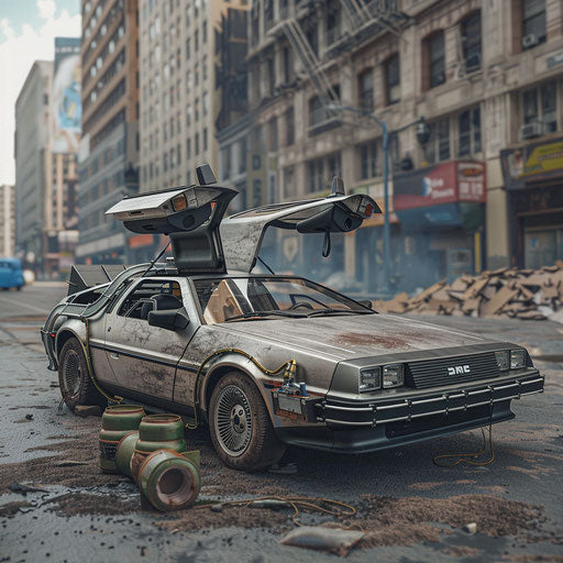 Post-Apocalyptic Survival with DeLorean DMC-12 on Abandoned Street