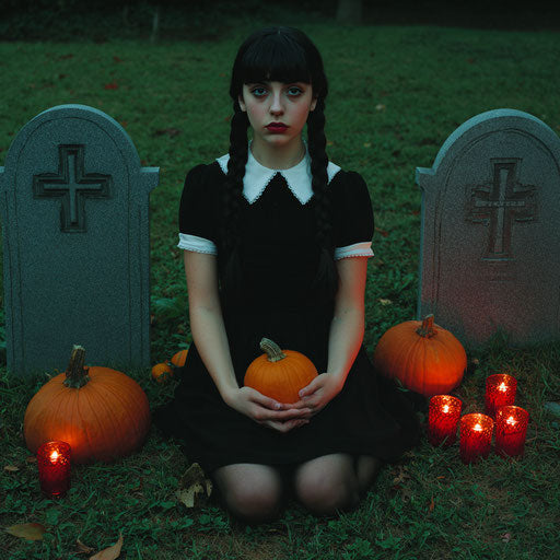 Melancholic Autumn Scene in the Graveyard