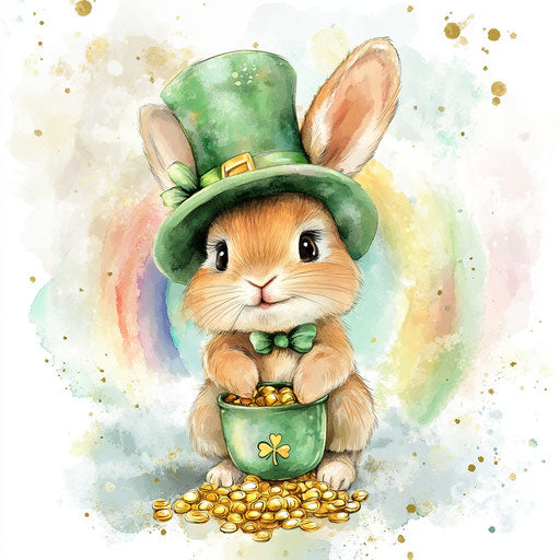 St. Patrick's Day bunny with green hat