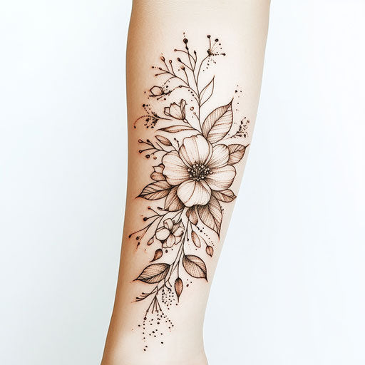 Clipart style tattoo sketch for females on forearm