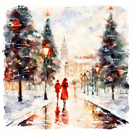 Happy holidays clipart in the style of Impressionistic Art, on a white background