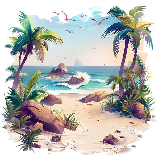Realistic environment clipart on flat white background, bright colors and smooth finishes