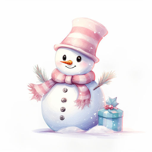 Snowman clipart in the style of Pastel Colors Art