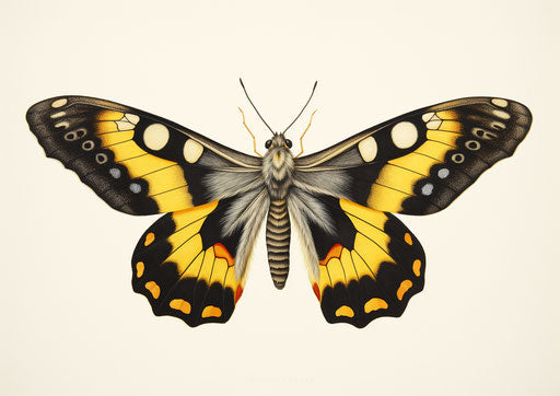 Black and yellow moth in watercolor style, iso 200 38:27